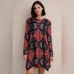 Anthropologie Maeve Myra Mock Neck Dress – Mock Neck Boho A-Line Midi - Medium
